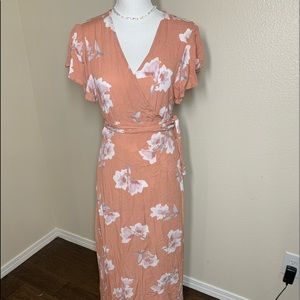American Threads pink floral wrap dress